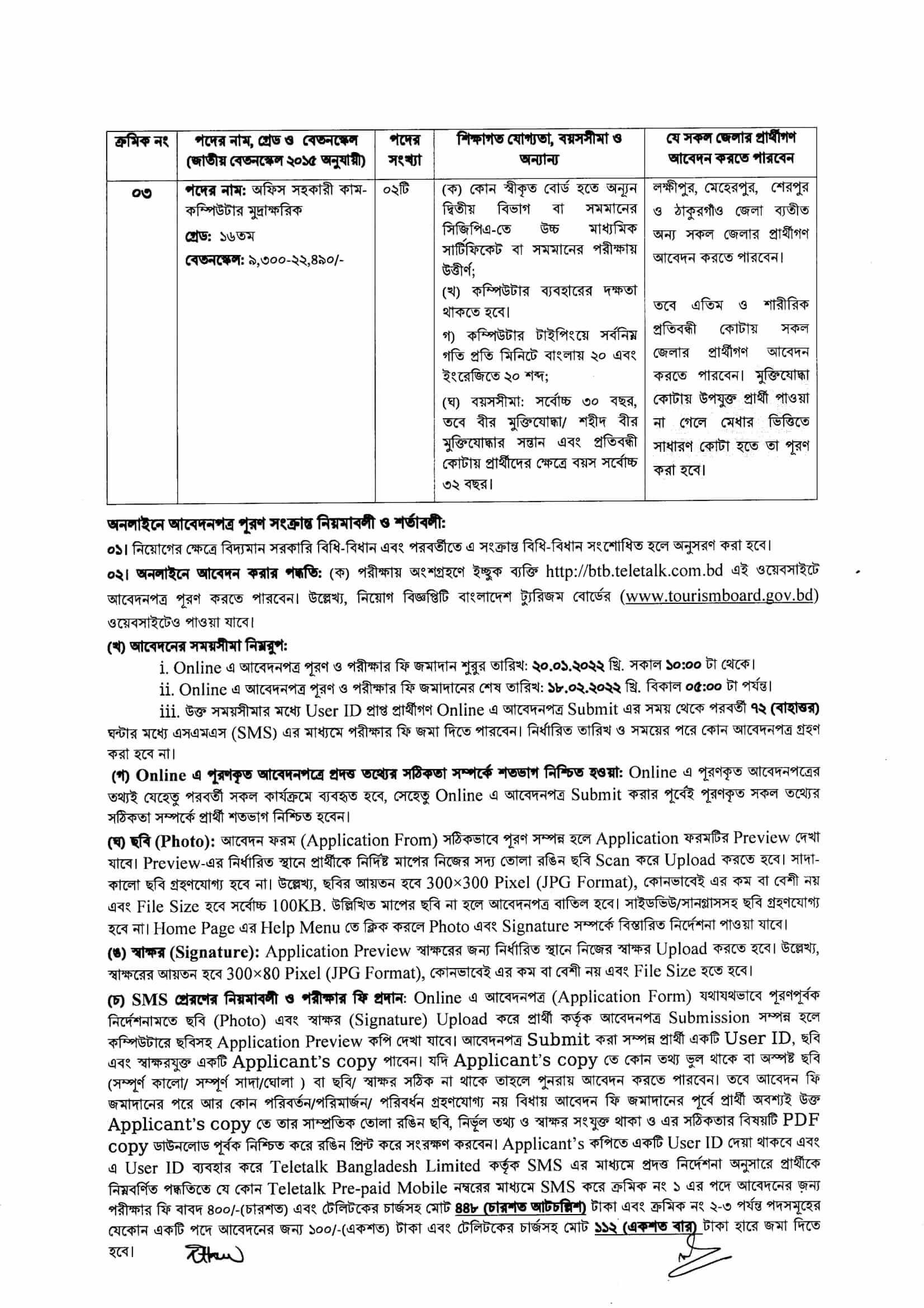 Bangladesh Tourism Board BTB Job Circular 2023